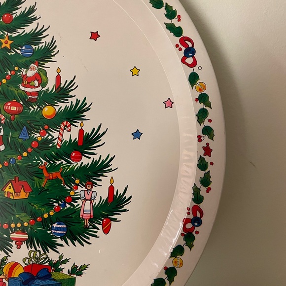 Vintage The Ullman Co. Holiday Christmas Tree Round Metal Serving Tray 13” - Picture 4 of 10